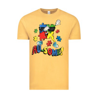 Vintage Mustard Au-some! Autism puzzle dabbing Vintage Tee - FaDigitalArtStudio