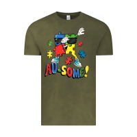 Vintage Olive Au-some! Autism puzzle dabbing Vintage Tee - FaDigitalArtStudio