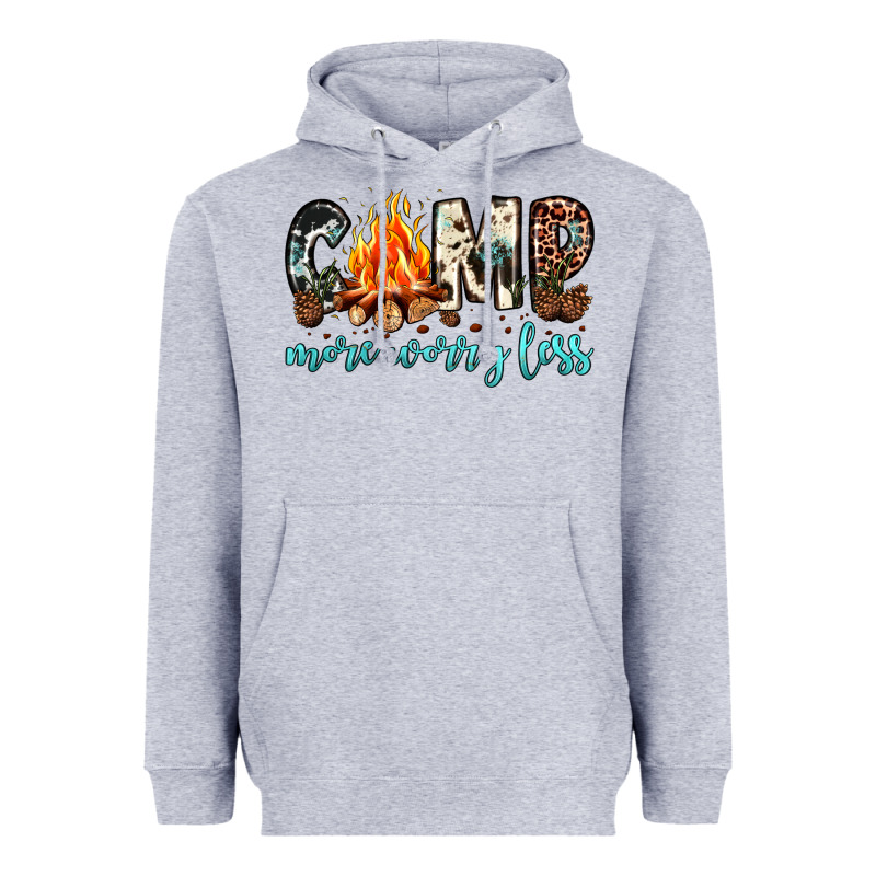 Camp More Worry Less Heavyweight Hoodie by JahusDesignShop | Teevron