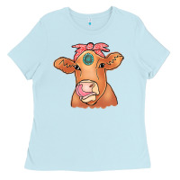 Baby Blue Cow  Turquoise Ladies Tee - CowCowDesign