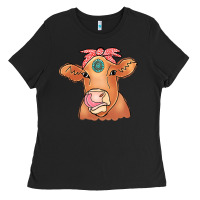 Black Cow  Turquoise Ladies Tee - CowCowDesign