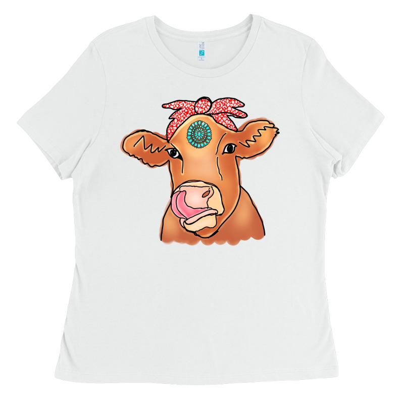 Cow  Turquoise Ladies Tee by CowCowDesign | Teevron