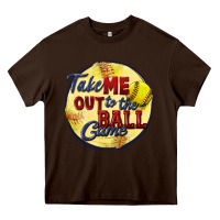 Chocolate Brown take me out to the ball game softball Heavy Core Tee - CowGirlArtShop