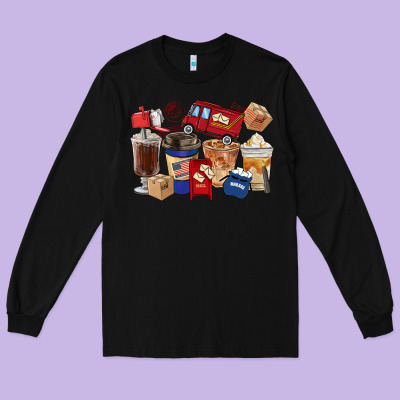Postal Worker Coffee Cups Long Sleeve Tee Designed By Fadigitalartstudio