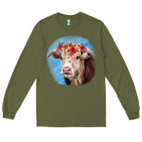 Army Green Hereford Bull Long Sleeve Tee - RanaPortraitStore