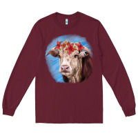 Burgundy Hereford Bull Long Sleeve Tee - RanaPortraitStore