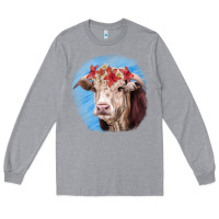 Heather Grey Hereford Bull Long Sleeve Tee - RanaPortraitStore