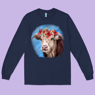 Hereford Bull Long Sleeve Tee Designed By Ranaportraitstore