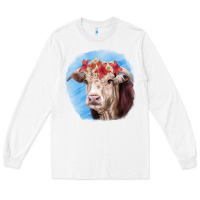White Hereford Bull Long Sleeve Tee - RanaPortraitStore