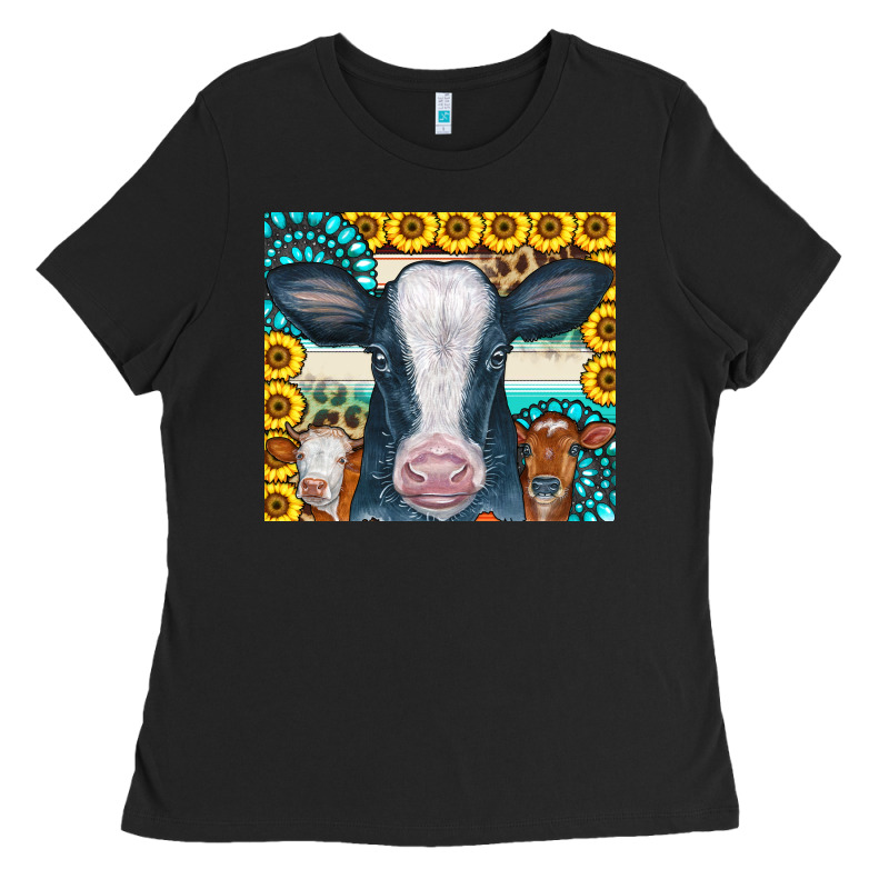 Cows Gemstone Sunflowers Tumbler Ladies Tee by CowCowDesign | Teevron
