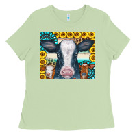 Matcha Cows Gemstone Sunflowers Tumbler Ladies Tee - CowCowDesign