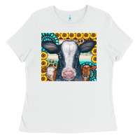 White Cows Gemstone Sunflowers Tumbler Ladies Tee - CowCowDesign