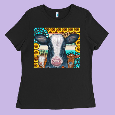 Cows Gemstone Sunflowers Tumbler Ladies Tee Designed By Cowcowdesign