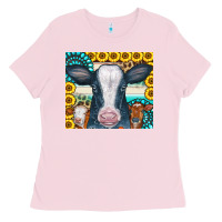 Bubblegum Pink Cows Gemstone Sunflowers Tumbler Ladies Tee - CowCowDesign