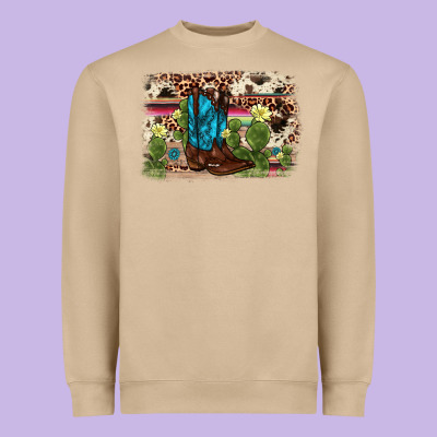 Cactus Boot Background Heavyweight Sweatshirt Designed By Adodesignshop