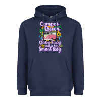 Navy camp camping camper queen classy sassy and a bit smart assycamper camp Heavyweight Hoodie - linhVisuals