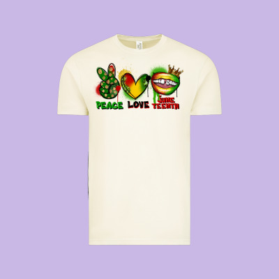 Peace Love Juneteenth Vintage Tee Designed By Fadigitalartstudio