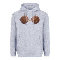 Heather Grey coconut bra easy adult halloween tiki party costume t shirt Heavyweight Hoodie - linhVisuals