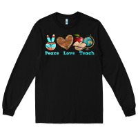 Black peace love teach Long Sleeve Tee - BundleAndBundleShop