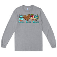 Heather Grey peace love teach Long Sleeve Tee - BundleAndBundleShop