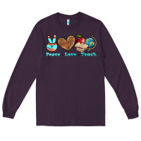 Plum peace love teach Long Sleeve Tee - BundleAndBundleShop