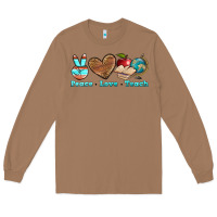 Toasted Coconut peace love teach Long Sleeve Tee - BundleAndBundleShop