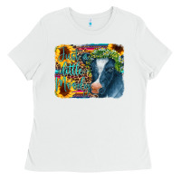 White Cow Serape Just a Little Moody Ladies Tee - CowCowDesign