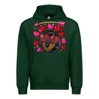 Forest Green valentine's day  dachshund puppy Urban Hoodie - RanaPortraitStore