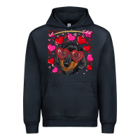 Navy valentine's day  dachshund puppy Urban Hoodie - RanaPortraitStore