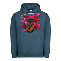 Pigment Midnight Navy valentine's day  dachshund puppy Urban Hoodie - RanaPortraitStore
