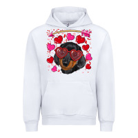 White valentine's day  dachshund puppy Urban Hoodie - RanaPortraitStore