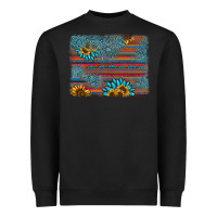 Black sunflower gemstone serape background Heavyweight Sweatshirt - AdoDesignShop