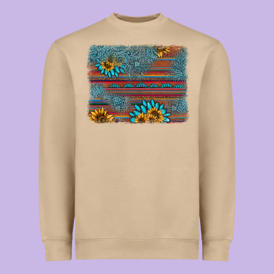 Sunflower Gemstone Serape Background Heavyweight Sweatshirt Designed By Adodesignshop