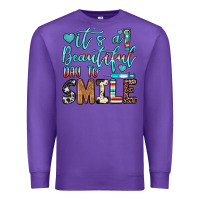 Purple it’s a beautiful day to smile Premium Sweatshirt - JahusDesignShop