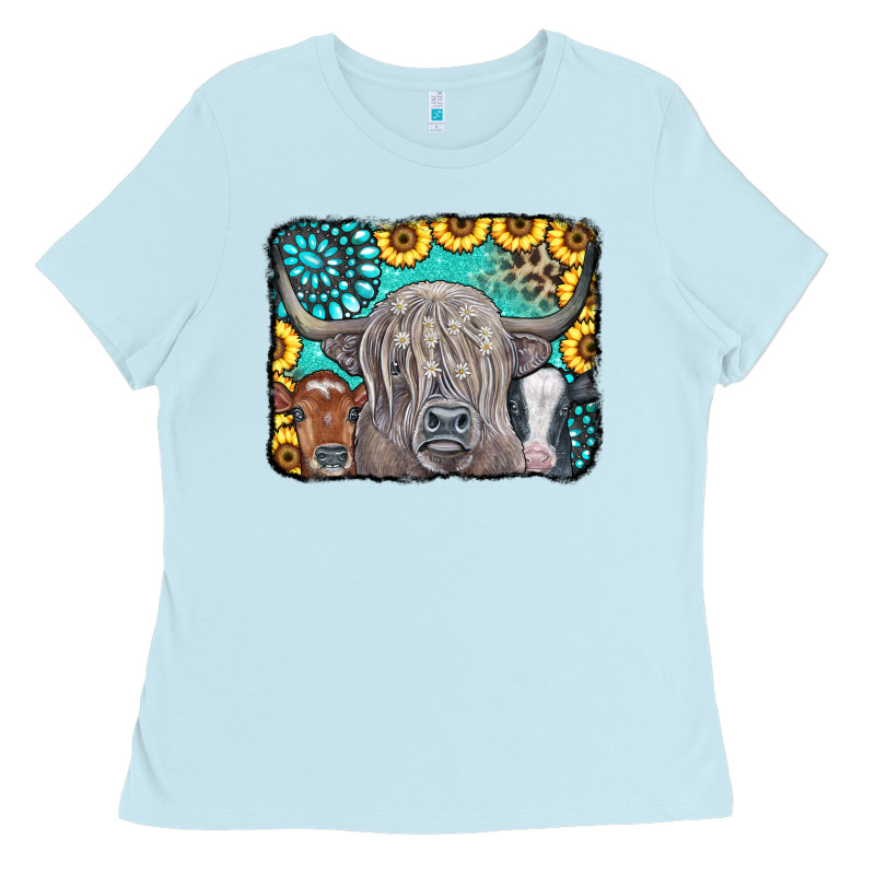 Cows Glitter Turquoise Leopard Sunflowers Ladies Tee by CowCowDesign | Teevron