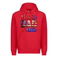 Red Best Dad Ever Premium Hoodie - LillyAllenDesigns