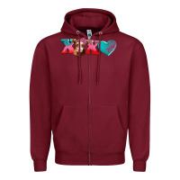 Burgundy xoxo guarnsey cow Zipper Hoodie - AdoDesignShop