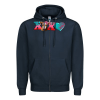 Navy xoxo guarnsey cow Zipper Hoodie - AdoDesignShop