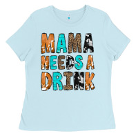 Baby Blue Mama Needs a Drink Ladies Tee - CowCowDesign