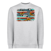 Heather Grey serape cowhide sunflower background Heavyweight Sweatshirt - AdoDesignShop