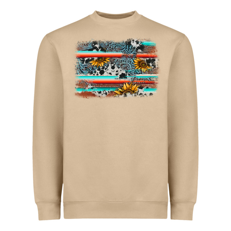 Serape Cowhide Sunflower Background Heavyweight Sweatshirt by AdoDesignShop | Teevron
