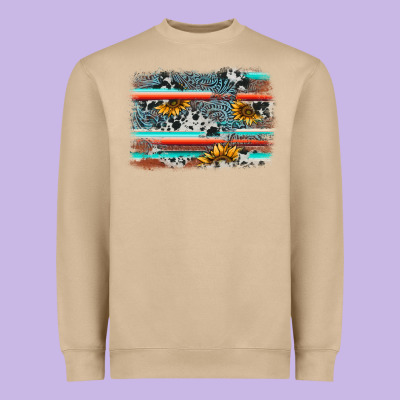 Serape Cowhide Sunflower Background Heavyweight Sweatshirt Designed By Adodesignshop
