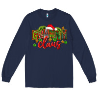 Navy christmas granny claus Long Sleeve Tee - FaDigitalArtStudio