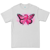 Dove Grey Cancer ribbon butterfly Cancer Awareness Premium Tee - HowdyJamesFarm