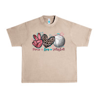 French Oak Peace Love Volleyball Urban Heavy Tee - FaDigitalArtStudio