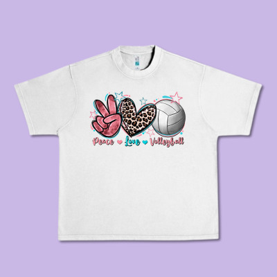 Peace Love Volleyball Urban Heavy Tee Designed By Fadigitalartstudio