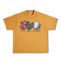 Peanut Butter Peace Love Volleyball Urban Heavy Tee - FaDigitalArtStudio
