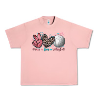 Salmon Peace Love Volleyball Urban Heavy Tee - FaDigitalArtStudio