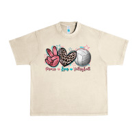 Sandshell Peace Love Volleyball Urban Heavy Tee - FaDigitalArtStudio