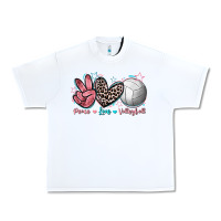 White Peace Love Volleyball Urban Heavy Tee - FaDigitalArtStudio